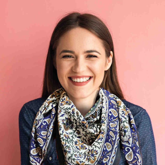 Vintage Paisley  Lightweight Floral Cotton Scarf — Aqua Dusk - Sweet Us