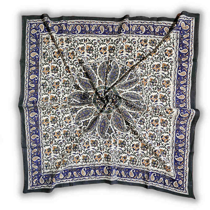 Vintage Paisley  Lightweight Floral Cotton Scarf — Aqua Dusk - Sweet Us