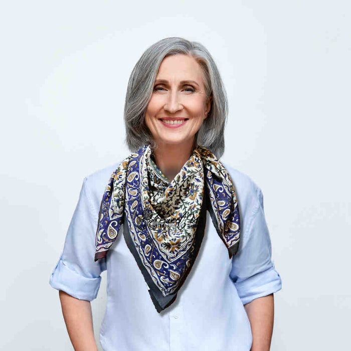 Vintage Paisley  Lightweight Floral Cotton Scarf — Aqua Dusk - Sweet Us