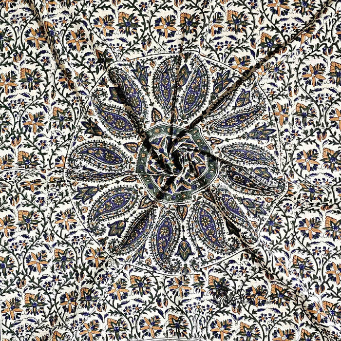 Vintage Paisley  Lightweight Floral Cotton Scarf — Aqua Dusk - Sweet Us