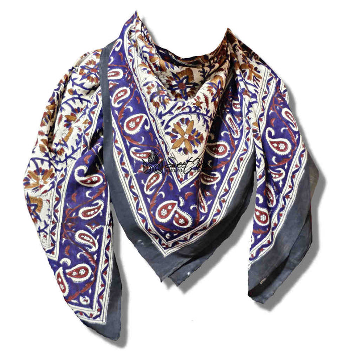 Vintage Paisley Lightweight Floral Cotton Scarf — Cobalt Haven - Sweet Us