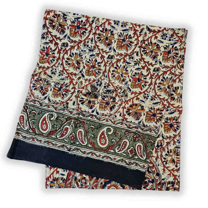 Vintage Paisley Cotton Block Print Summer Floral Scarf for Women, Jade Oasis - Sweet Us