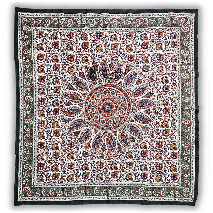 Vintage Paisley Cotton Block Print Summer Floral Scarf for Women, Jade Oasis - Sweet Us