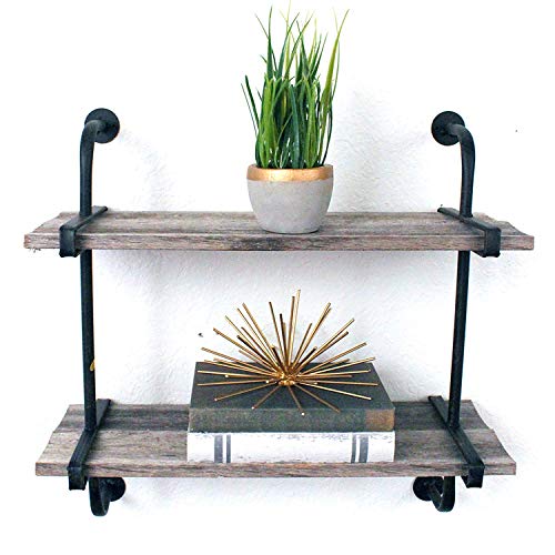 BarnwoodUSA Rustic Wooden Shelf with 2 Planks, Farmhouse Wall Ledge