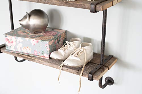 BarnwoodUSA Rustic Wooden Shelf with 2 Planks, Farmhouse Wall Ledge
