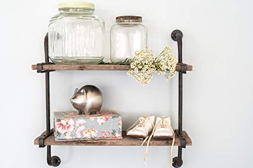 BarnwoodUSA Rustic Wooden Shelf with 2 Planks, Farmhouse Wall Ledge