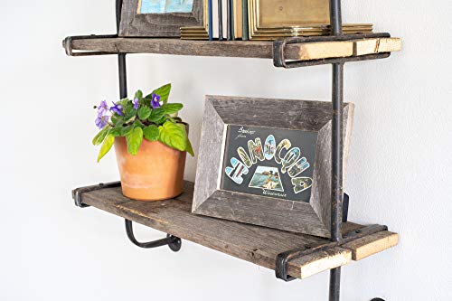 BarnwoodUSA Rustic Wooden Shelf with 2 Planks, Farmhouse Wall Ledge
