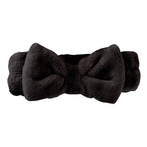 Bella | Plush Bow Spa Headband - Black