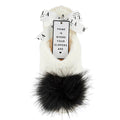 Bella | Plush Slippers - Ivory with Black Pom Pom