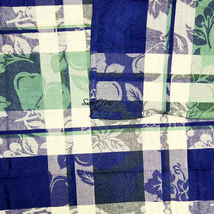 Berry Blossom Floral Plaid Jacquard Tablecloth Collection, Misty Meadow - Sweet Us