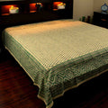 Block Print Tapestry Wall Hanging Cotton Floral Tablecloth Spread Green Twin Full - Sweet Us