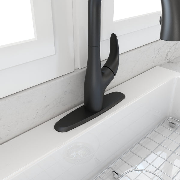 BOCCHI 2180 0004 Matte Black Traditional Kitchen Faucet Deck Plate Oval