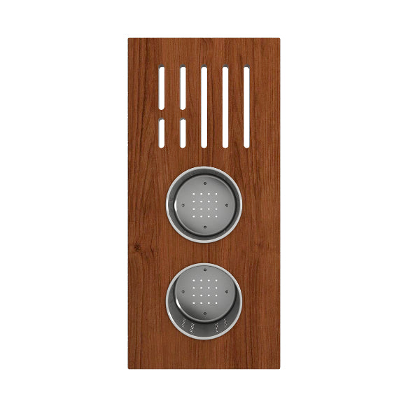 BOCCHI 2320 0009 Wood Board with 2 Round Stainless Steel Bowls & Knife Holder