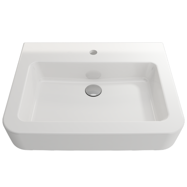 BOCCHI Parma 25" White 1-Hole Fireclay Wall-Mounted Bathroom Sink with Overflow