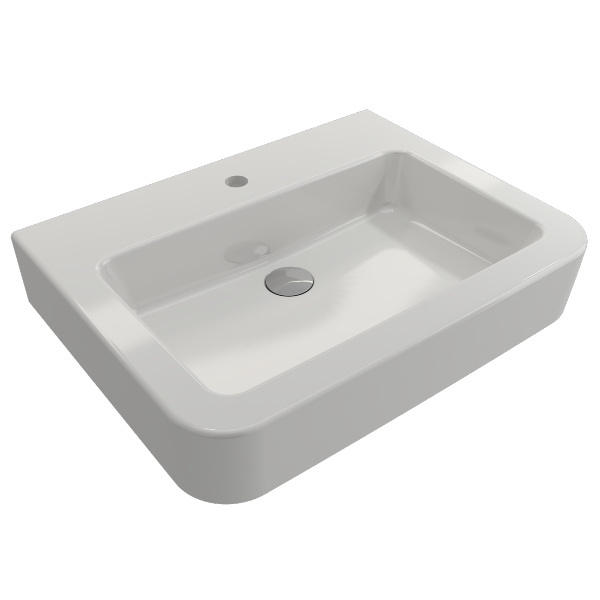 BOCCHI Parma 25" White 1-Hole Fireclay Wall-Mounted Bathroom Sink with Overflow