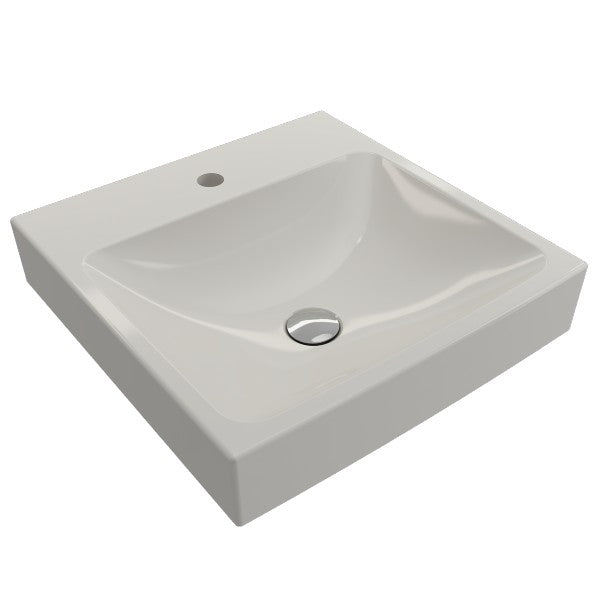 BOCCHI Scala Arch 19" Biscuit 1-Hole Wall Mounted Fireclay Bathroom Sink