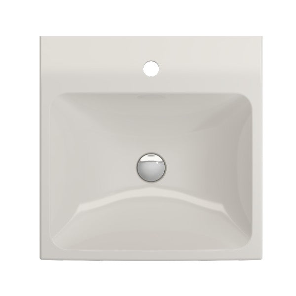 BOCCHI Scala Arch 19" Biscuit 1-Hole Wall Mounted Fireclay Bathroom Sink
