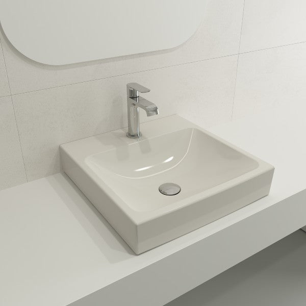 BOCCHI Scala Arch 19" Biscuit 1-Hole Wall Mounted Fireclay Bathroom Sink