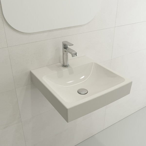 BOCCHI Scala Arch 19" Biscuit 1-Hole Wall Mounted Fireclay Bathroom Sink