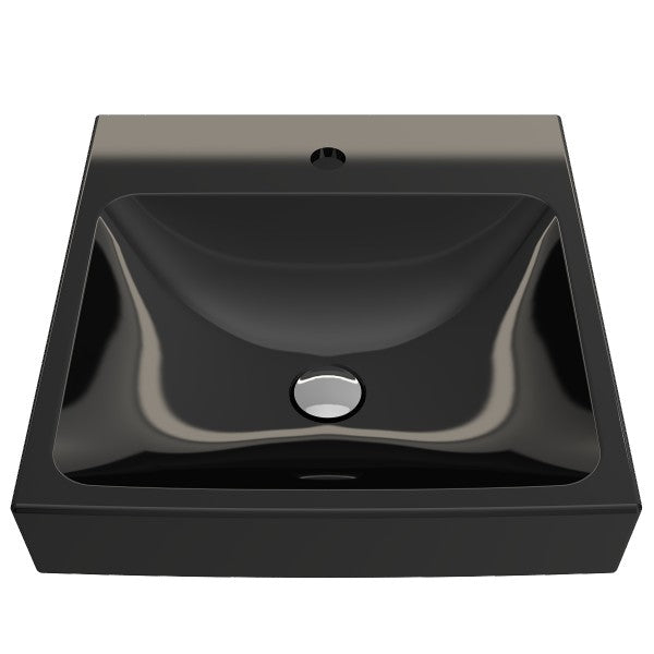 BOCCHI Scala Arch 19" Black 1-Hole Wall Mounted Fireclay Bathroom Sink