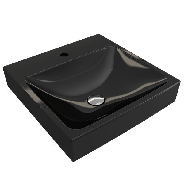 BOCCHI Scala Arch 19" Black 1-Hole Wall Mounted Fireclay Bathroom Sink