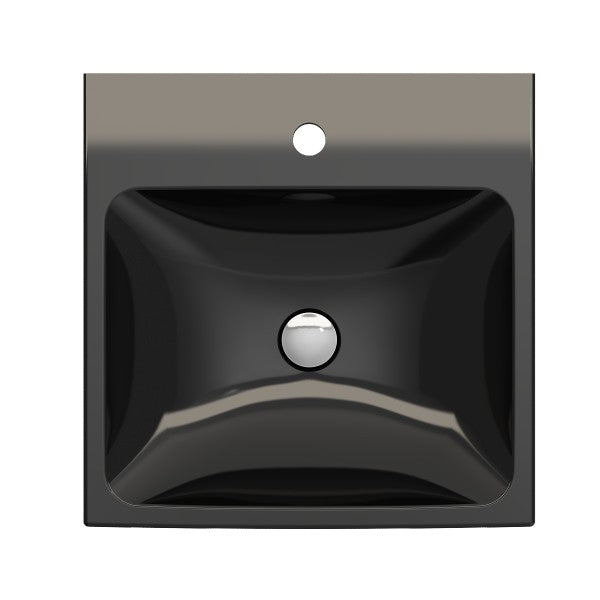 BOCCHI Scala Arch 19" Black 1-Hole Wall Mounted Fireclay Bathroom Sink