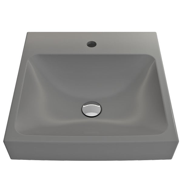 BOCCHI Scala Arch 19" Matte Gray 1-Hole Wall Mounted Fireclay Bathroom Sink
