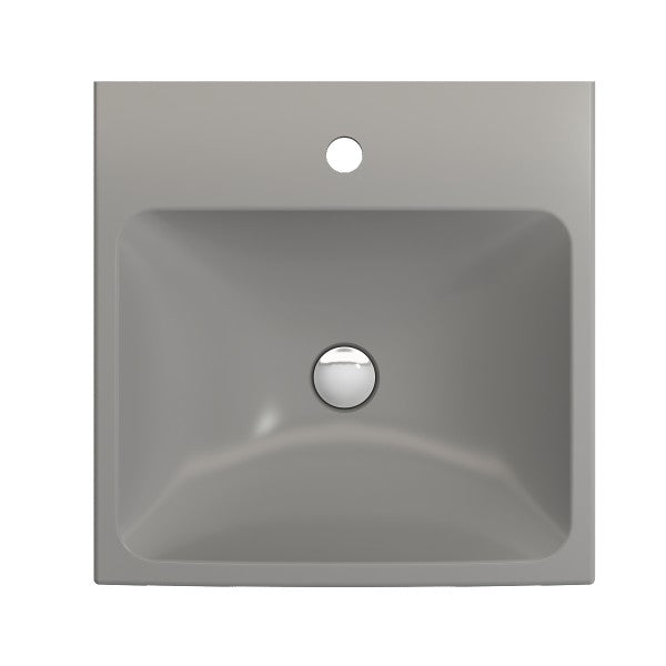 BOCCHI Scala Arch 19" Matte Gray 1-Hole Wall Mounted Fireclay Bathroom Sink