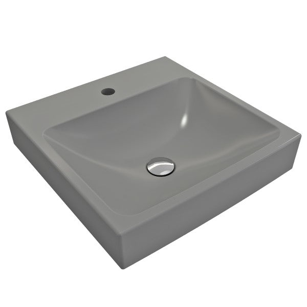 BOCCHI Scala Arch 19" Matte Gray 1-Hole Wall Mounted Fireclay Bathroom Sink