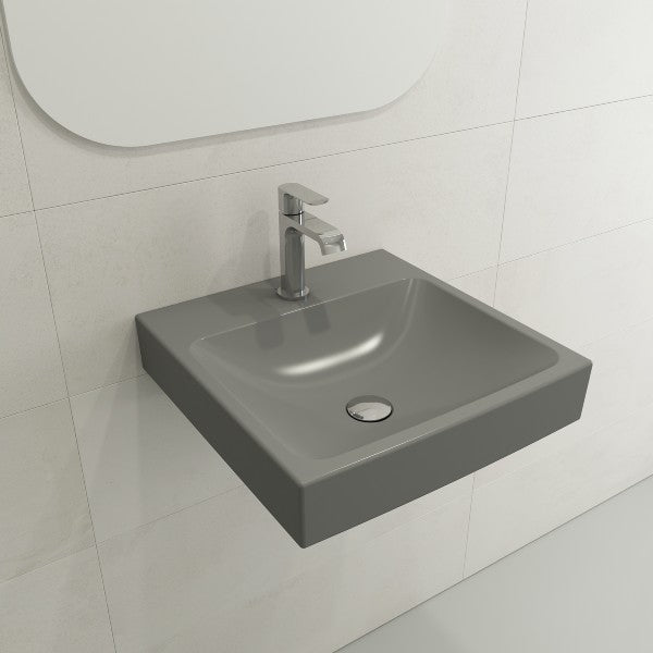 BOCCHI Scala Arch 19" Matte Gray 1-Hole Wall Mounted Fireclay Bathroom Sink