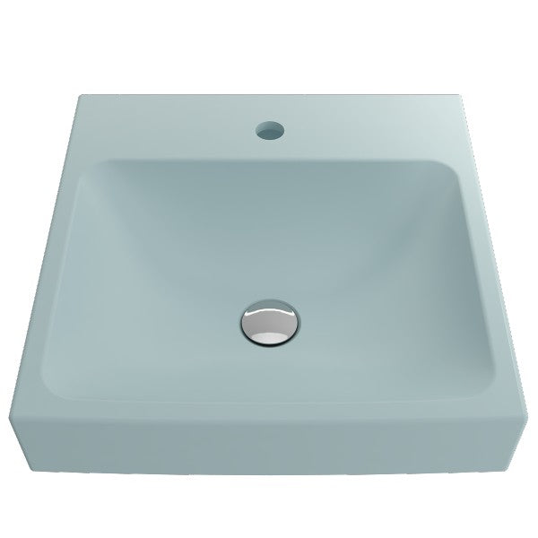 BOCCHI Scala Arch 19" Matte Ice Blue 1-Hole Wall Mounted Fireclay Bathroom Sink