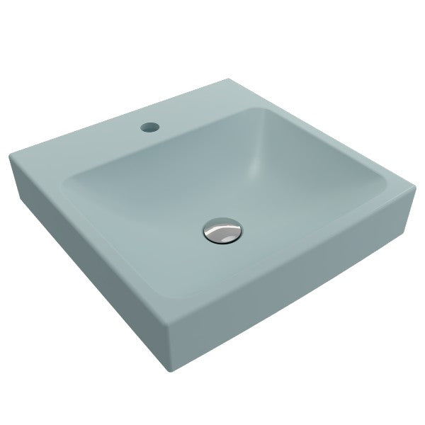 BOCCHI Scala Arch 19" Matte Ice Blue 1-Hole Wall Mounted Fireclay Bathroom Sink