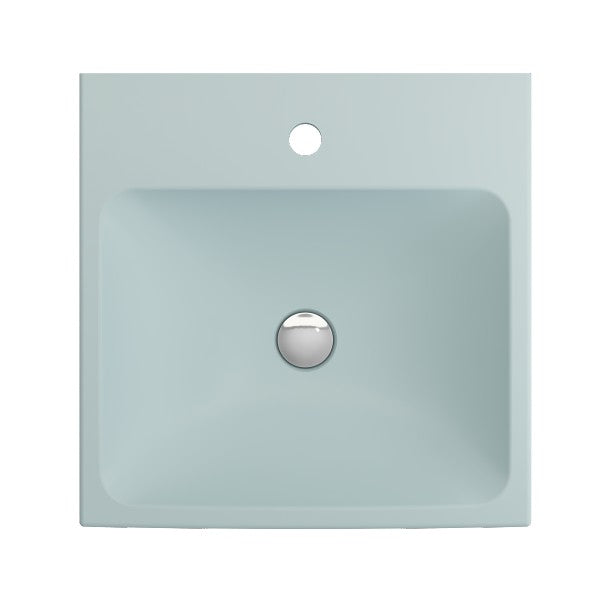 BOCCHI Scala Arch 19" Matte Ice Blue 1-Hole Wall Mounted Fireclay Bathroom Sink
