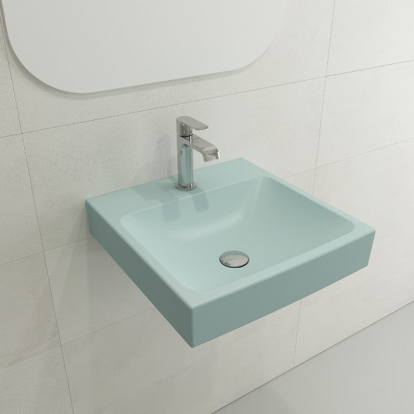 BOCCHI Scala Arch 19" Matte Ice Blue 1-Hole Wall Mounted Fireclay Bathroom Sink