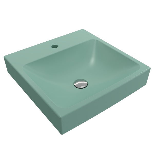 BOCCHI Scala Arch 19" Matte Mint Green 1-Hole Wall Mounted Fireclay Bathroom Sink