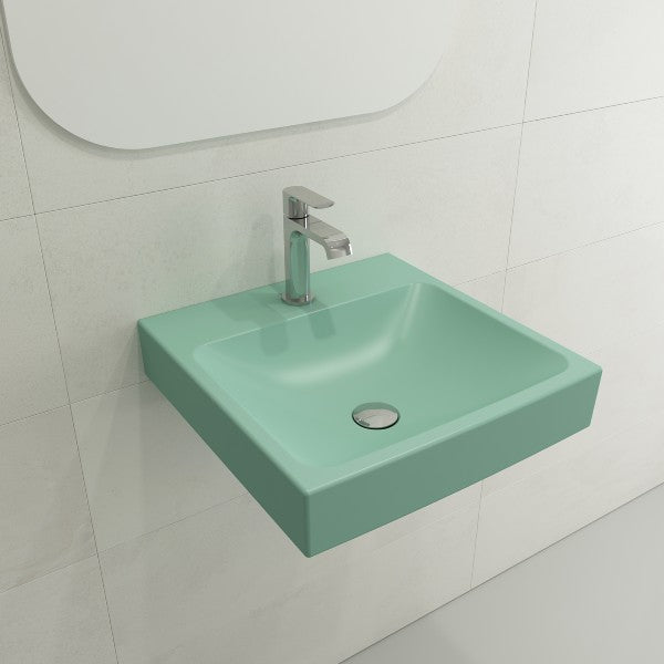 BOCCHI Scala Arch 19" Matte Mint Green 1-Hole Wall Mounted Fireclay Bathroom Sink