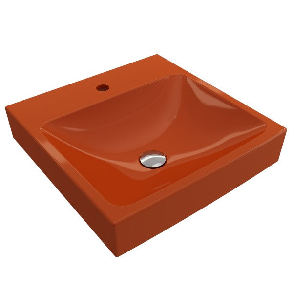 BOCCHI Scala Arch 19" Orange 1-Hole Wall Mounted Fireclay Bathroom Sink