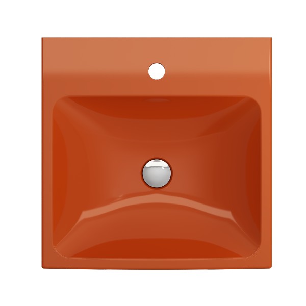 BOCCHI Scala Arch 19" Orange 1-Hole Wall Mounted Fireclay Bathroom Sink