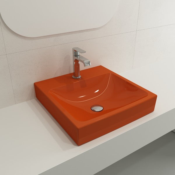 BOCCHI Scala Arch 19" Orange 1-Hole Wall Mounted Fireclay Bathroom Sink