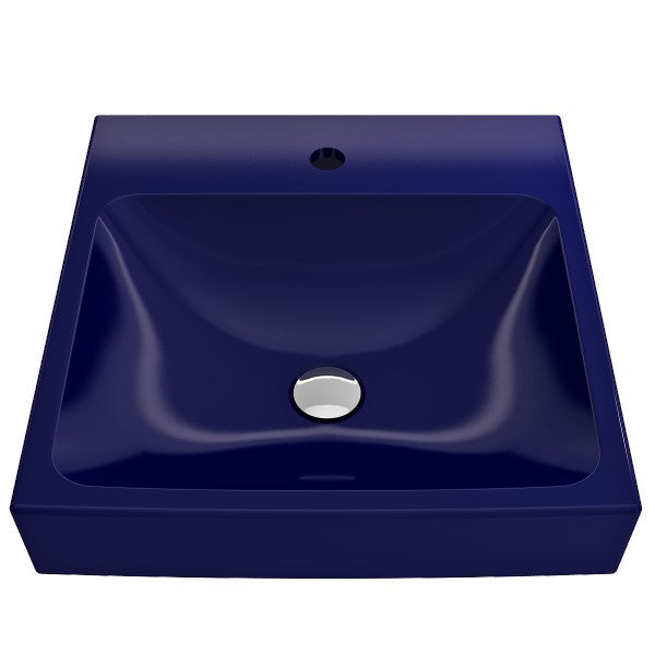 BOCCHI Scala Arch 19" Sapphire Blue 1-Hole Wall Mounted Fireclay Bathroom Sink