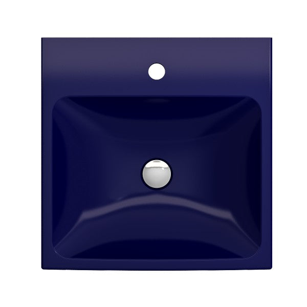 BOCCHI Scala Arch 19" Sapphire Blue 1-Hole Wall Mounted Fireclay Bathroom Sink