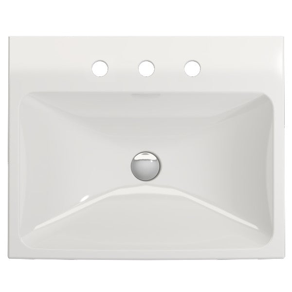 BOCCHI Scala Arch 23" White 3 Hole Wall Mounted Fireclay Bathroom Sink