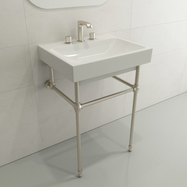 BOCCHI Scala Arch 23" White 3 Hole Wall Mounted Fireclay Bathroom Sink