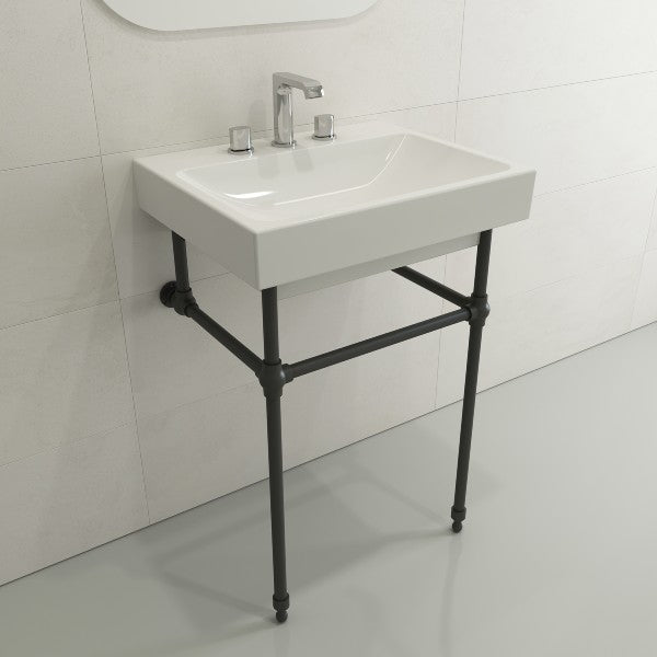BOCCHI Scala Arch 23" White 3 Hole Wall Mounted Fireclay Bathroom Sink