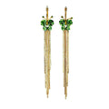 Butterfly Earrings Emerald Crystals