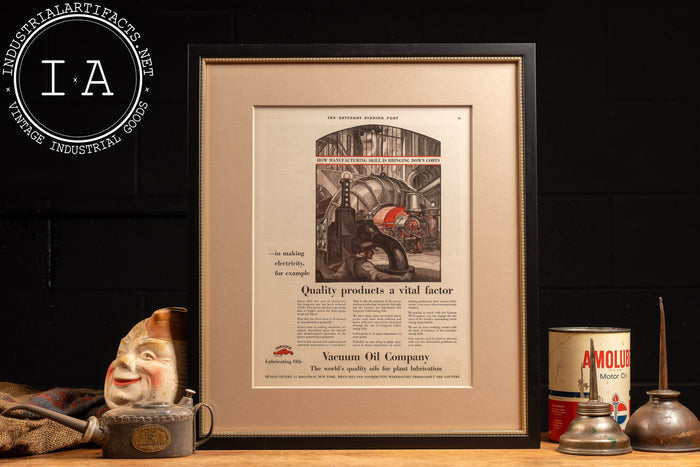 c. 1920 Framed Vacuum Oil Gargoyle Lithographic Ad