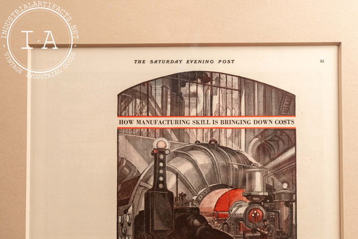 c. 1920 Framed Vacuum Oil Gargoyle Lithographic Ad