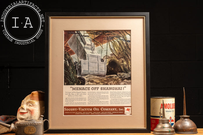 c. 1930 Framed Socony Vacuum Pegasus Ad