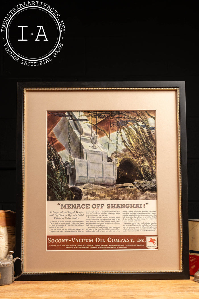 c. 1930 Framed Socony Vacuum Pegasus Ad