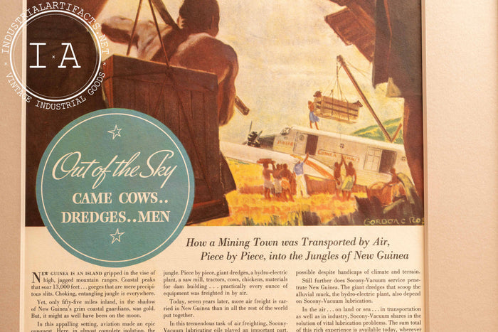 c. 1930 Framed Socony Vacuum Pegasus Lithographic Ad